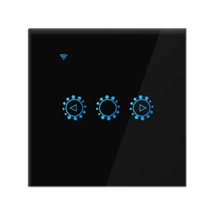 Intrerupator Smart Touch Techstar&reg;, Wireless 2.4GHz, Dimmer, Sticla Securizata, Design Modern, Iluminare LED, 1 Faza, cu NUL, Negru