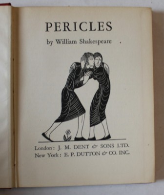 PERICLES by WILLIAM SHAKESPEARE , with engravings by ERIC GILL , edited by M.R. RILEY , 1935 foto