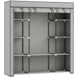 HOMCOM Dulap de depozitare, garderobă pliabilă din material textil cu bară de suspendare și rafturi, 150 x 43 x 162,5 cm, gri deschis | Aosom Romania