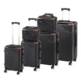 Set 6 Valize cu Roti Leziter TraveLux Pro, ABS, Carcasa Rigida, Negru, 4 Roti Duble 360