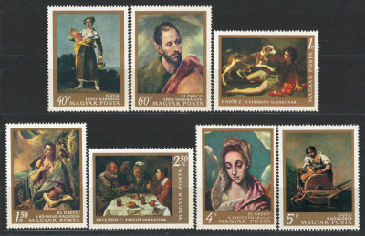 Ungaria 1968 Mi 2409/15 MNH - Picturi ale maestrilor spanioli si italieni foto