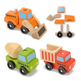 Vehicule utilitare pentru constructii din lemn Melissa and Doug, Melissa &amp; Doug