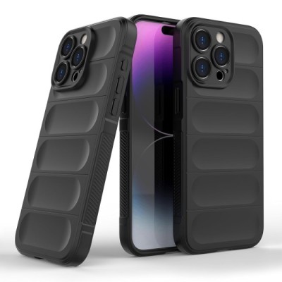 Husa wave, compatibila cu IPhone 14 Pro Max, Grip Anti-Soc, Tpu, Night Black foto