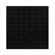 Set 10 placi tapet 3d, flippy, 70 x 77 cm, grosime 3 mm, din polietilena, model caramida, suprafata acoperita 5.3 mp, negru