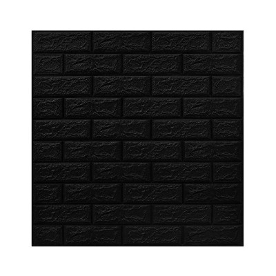 Set 10 placi tapet 3d, flippy, 70 x 77 cm, grosime 3 mm, din polietilena, model caramida, suprafata acoperita 5.3 mp, negru foto