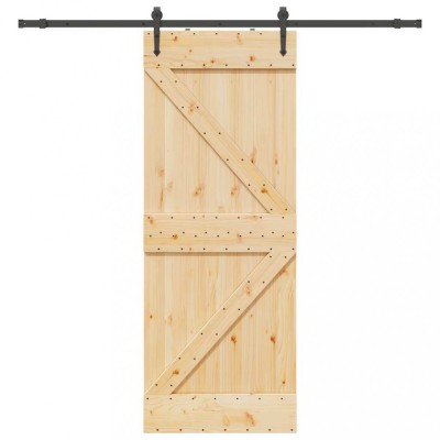 vidaXL Ușă glisantă cu set de feronerie 80x210 cm, lemn masiv de pin foto