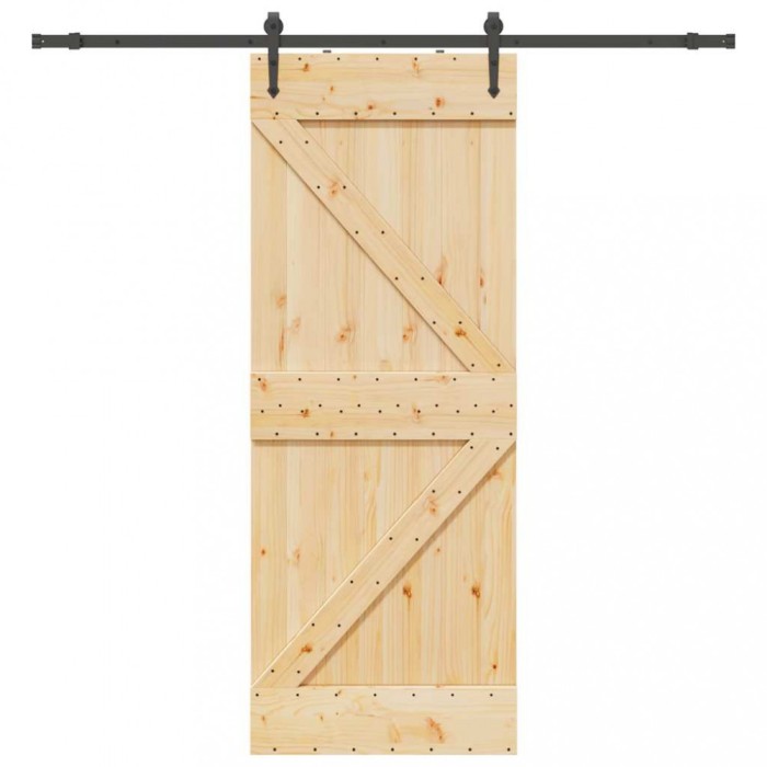 vidaXL Ușă glisantă cu set de feronerie 80x210 cm, lemn masiv de pin