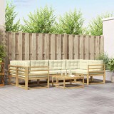 vidaXL Set de canapele de exterior cu pernă 5 pcs Alb și crem 3386114