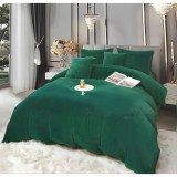 Cumpara ieftin Lenjerie de Pat Brodate , Cearceaf cu Elastic, 6 Piese, Blană de Iepure Artificială cu Fir Scurt, Verde - JOJ636