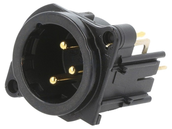 Conector XLR 3-Pin 90&deg; THT Argint