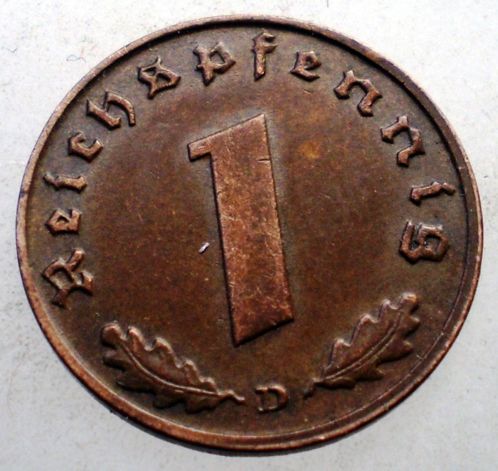 2.565 GERMANIA WWII 1 REICHSPFENNIG 1939 D