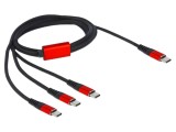 Cablu; USB 2.0; mufă Apple Lightning,USB C mufă x3; 1m; negru