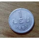 MNDRO10 moneda RPR Romania 1 leu 1951
