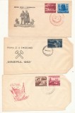 Romania 1952-1953 lot 3 plicuri FDC Prietenia Romano-Sovietica &amp; Ziua Minerului