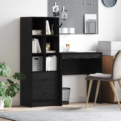 Birou cu spațiu de depozitare cu sertar 2 pcs Stejar negru foto
