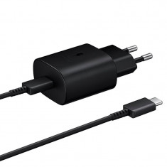 Incarcator Retea Samsung EP-TA800EBE, Cablu USB-C la USB-C inclus (DA705BBE), 25W, Negru, Bulk foto