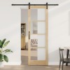 Ușă Glisantă ORKDAL Set de 2 Natural și negru Lemn, Metal