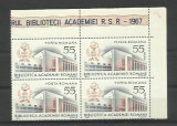 Romania MNH 1967 - Centenarul Bibliotecii Academiei Romane - LP 656 X4