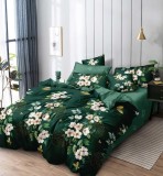 Cumpara ieftin Lenjerie Pat Bumbac 6 Piese Verde Dexter SF204, Fara Elastic, Husa pilota 200x230cm, Cearceaf 240x250cm, Fete perna 55x75cm, 70x70cm