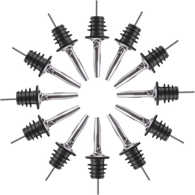 Set 12x Dop cu picurator pentru bauturi, otel inoxidabil, 10.8 x 2.9 cm, negru foto