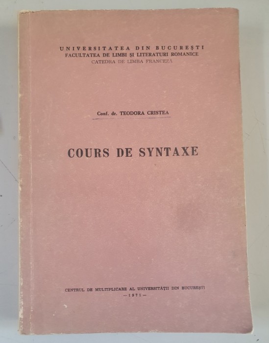 Teodora Cristea - Cours de syntaxe