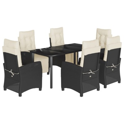 Set mobilier de gradina cu perne, 7 piese, negru, poliratan foto