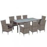 Cumpara ieftin Gossi set mobilier de exterior cu perne, 9 piese, gri, poliratan