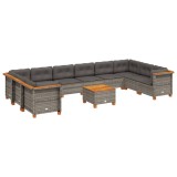 Cumpara ieftin Set canapele de gradina cu perne, 11 piese, gri, poliratan