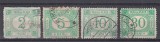 ROMANIA 1887 TAXE DE PLATA EMISIUNEA a III-a HARTIE ALBA FARA FILIGRAN SERIE STAMPILATA