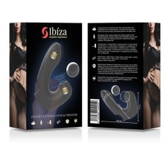 Vibrator IBIZA Thimble Finger Clit Stimulator &amp; Vibrator, cu stimulare dubla, 10 functii de aspirare clitoridiana, 10 functii de vibratie, negru