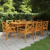 vidaXL Set mobilier de grădină, 9 piese, lemn masiv de acacia 3058006