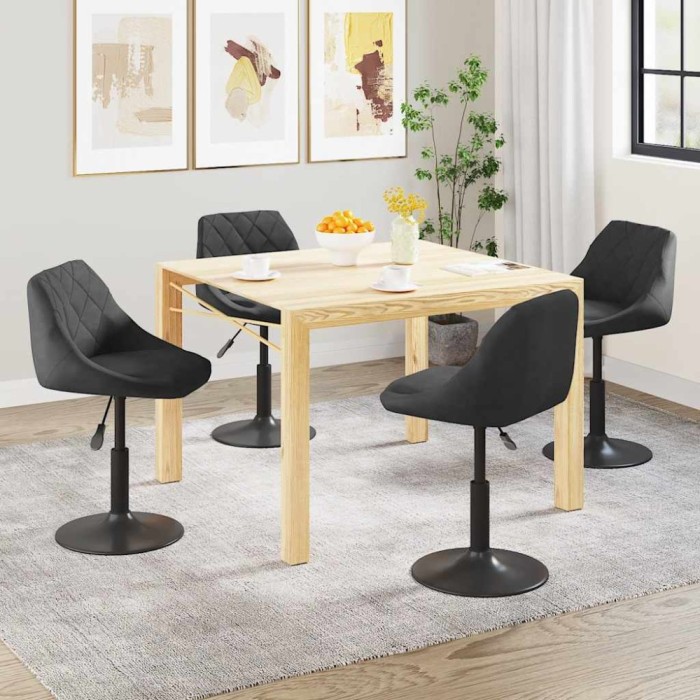 vidaXL Scaune de masă pivotante, 4 buc., negru, catifea