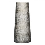 Vază Decorativă din Sticlă, Model Dots Reliefat, Culoare Gri Bej, Dimensiuni 12.5x28cm, Oem