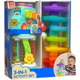Set 3 in 1 - Autobuz cu sortator, cilindru turnulet cu bile