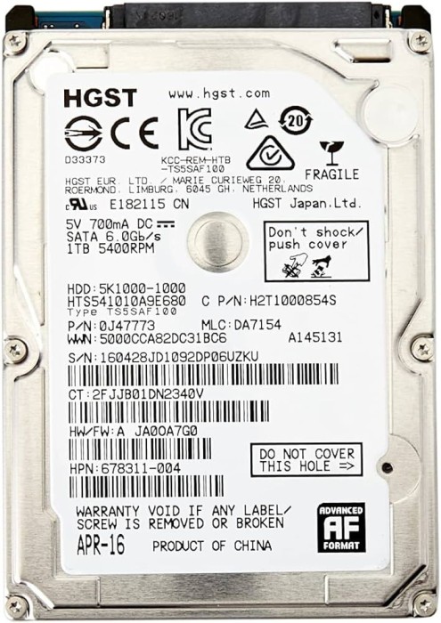 hdd Hard Disk Hitachi Travelstar 5K1000 2.5 1TB 1 un terra SATA3 HTS541010A9E680
