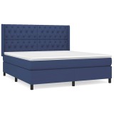 Cumpara ieftin Pat continental cu saltea, albastru, 160x200cm, material textil
