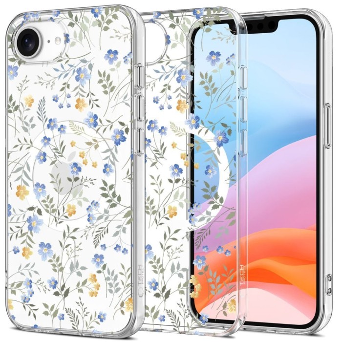 Husa Iphone 16e Tech-Protect Flexair magsafe spring flowers