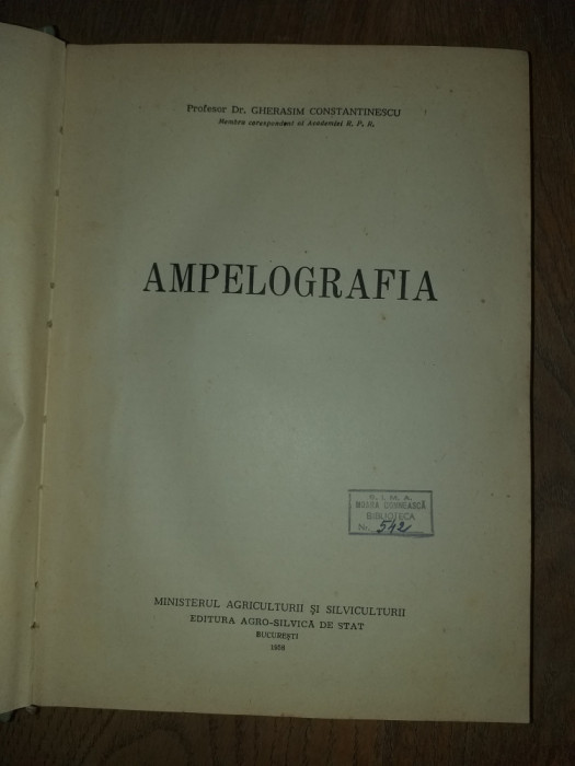 AMPELOGRAFIA DE GH. CONSTANTINESCU , 1958