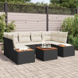 Cumpara ieftin Set de canapele pentru grădină cu pernă 7 pcs Negru Rattan poli