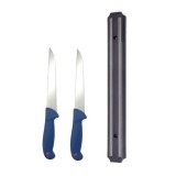 Cumpara ieftin Pachet cu 2 cutite profesionale pentru macelarie 34 cm si banda magnetica suport pentru cutite