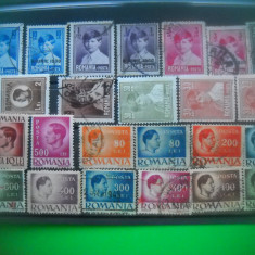 HOPCT LOT NR 436 REGELE MIHAI I -REGAT ROMANIA-24 TIMBRE VECHI-STAMPILAT