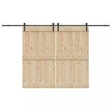 VidaXL Set feronerie pentru uși glisante, negru, 366 cm, oțel