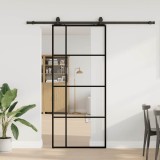 VidaXL Ușă glisantă cu set de feronerie neagră 90x205 cm Sticlă ESG