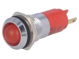 Lampă LED concav roșie 12-14VDC 12-14VAC &Oslash;14,2mm SIGNAL-CONSTRUCT
