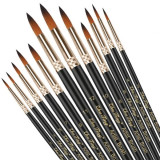 Set negru de pensule pentru modelarea unghiilor - 12 piese, INGINAILS
