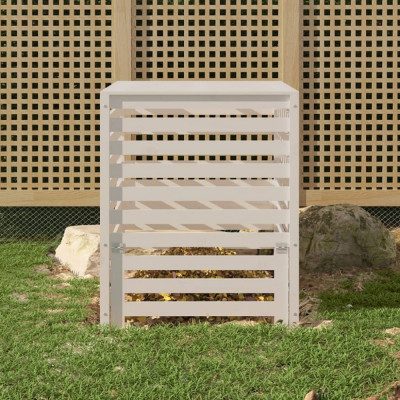 Compostor, alb, 82,5x82,5x99,5 cm, lemn masiv de pin GartenMobel Dekor foto