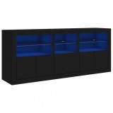 Dulap cu lumini LED, negru, 162x37x67 cm