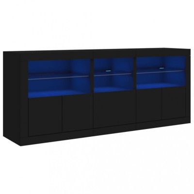 Dulap cu lumini LED, negru, 162x37x67 cm foto
