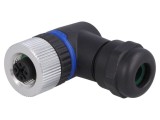 Conector BULGIN M12 4 pini mamă 250V IP67 cu terminal șurub PXPPAM12RAF04ASTPG9