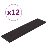 Cumpara ieftin Panouri perete 12 buc. negru, 60x15 cm, piele ecologica 1,08 m&sup2;